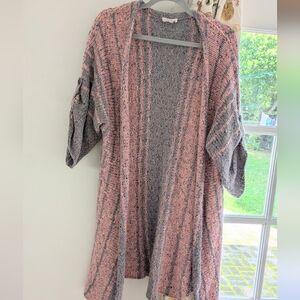 Pink And Gray Women's Knit Duster/Cardigan Size S/M Small/Medium